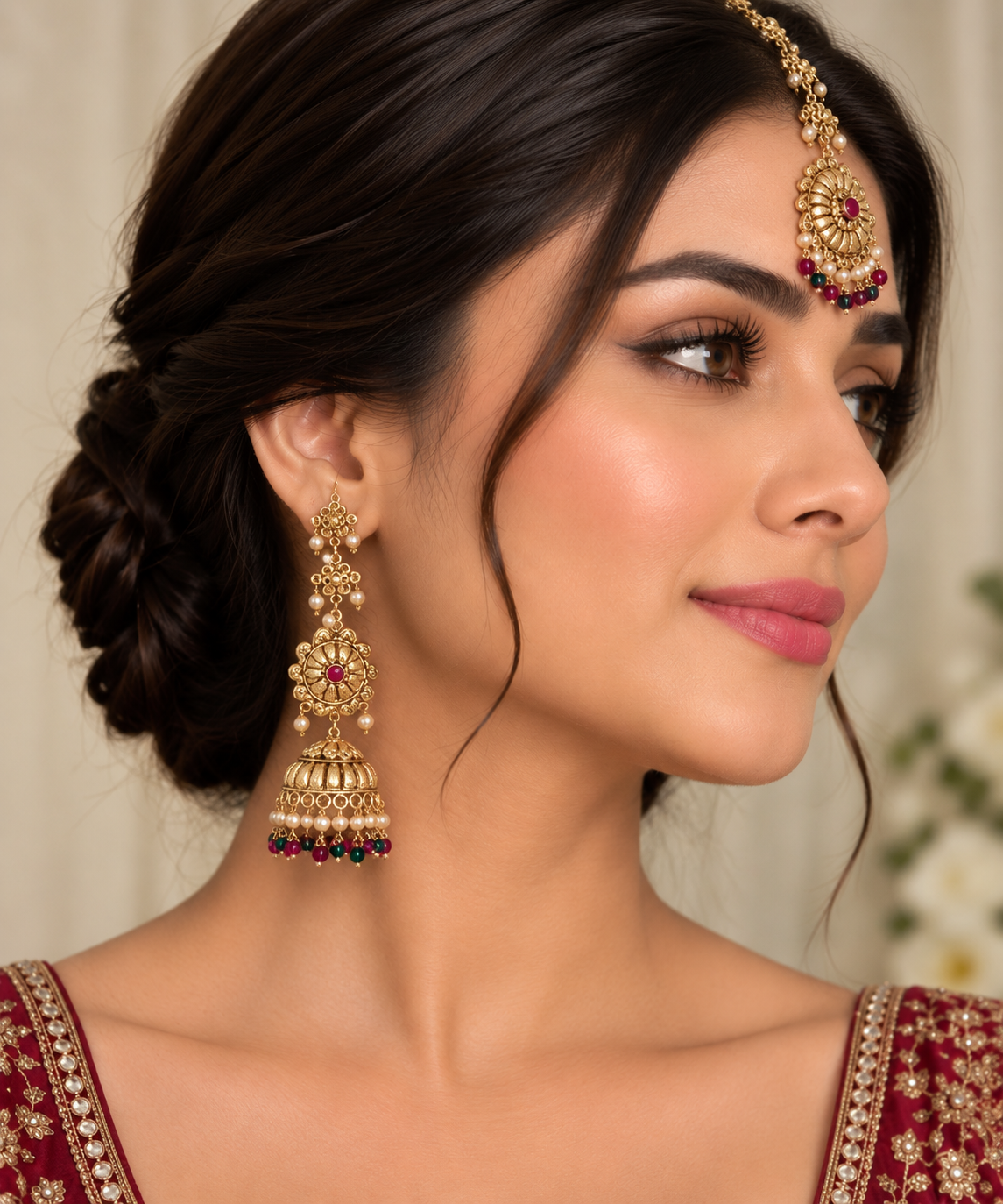 Punjabi Jhumki with Tikka