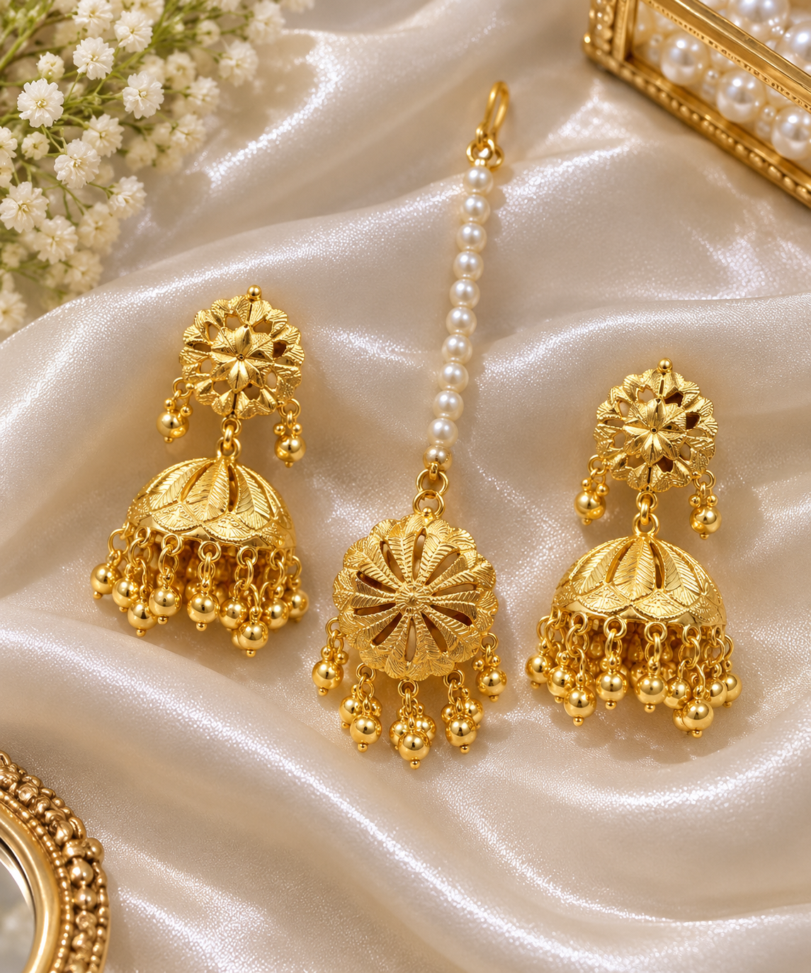 Royal Floral Jhumki & Tikka Set