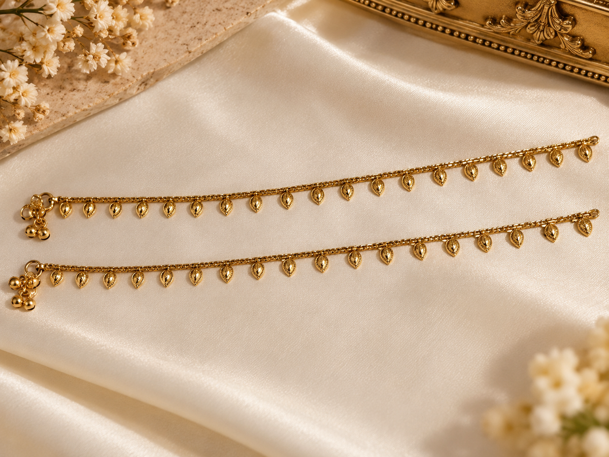 Elegant Gold-Colour Traditional Anklets (Payal)