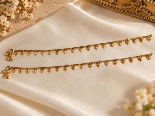 Elegant Gold-Colour Traditional Anklets (Payal)