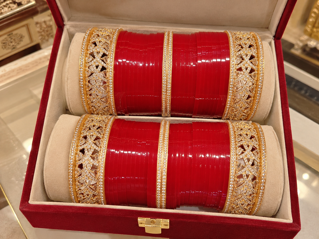 Maroon Chura with golden polish