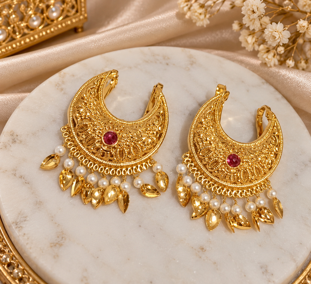 Premium Golden Crescent Hair Accessory - Royal Traditional Elegance