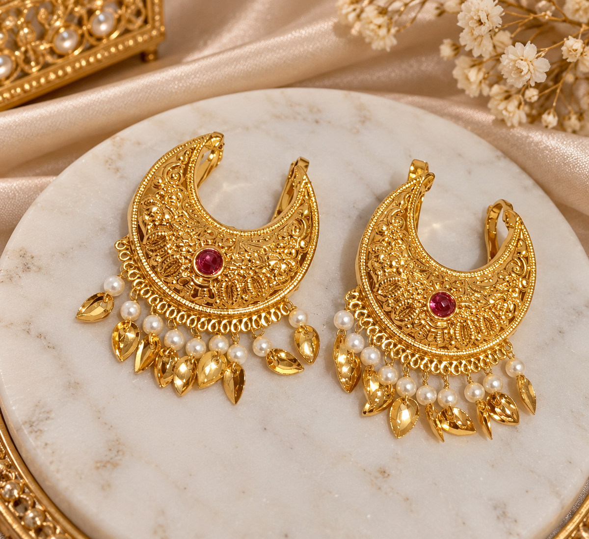 Premium Golden Crescent Hair Accessory - Royal Traditional Elegance