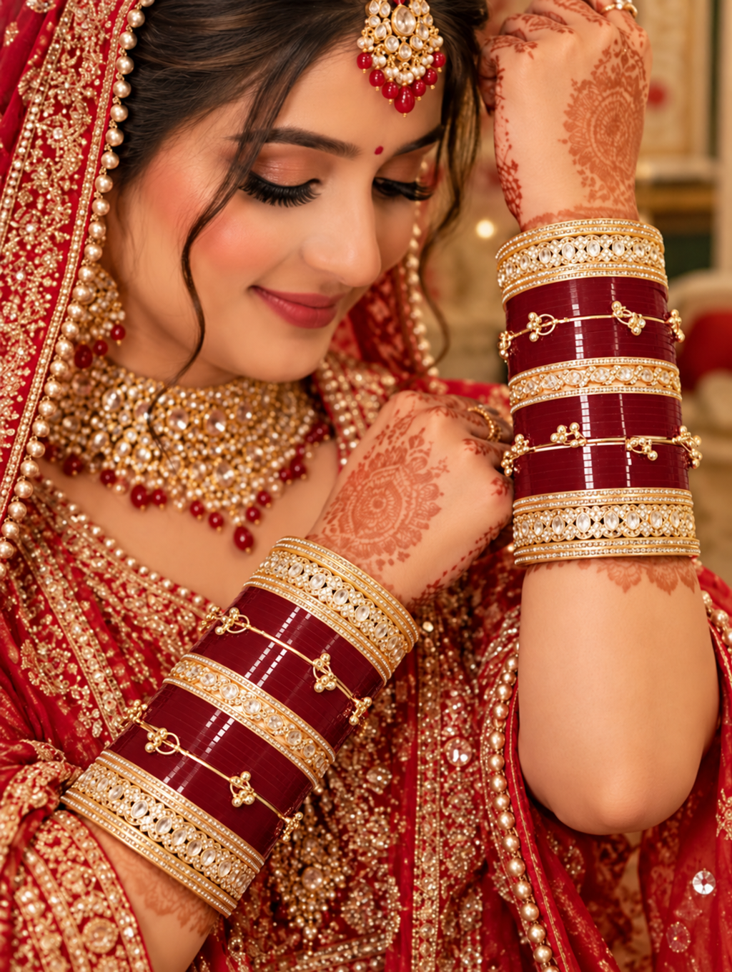 Maroon chura set