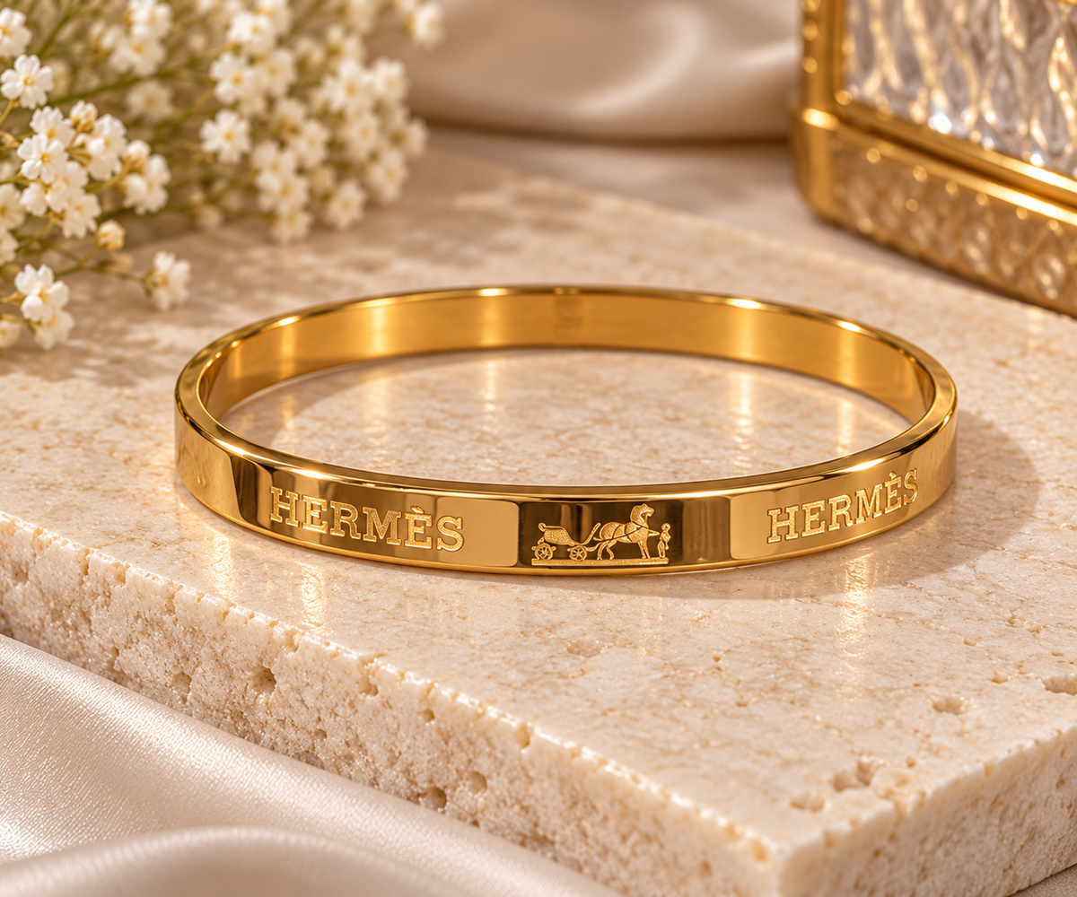 Premium Golden Luxury Logo Kada Bracelet