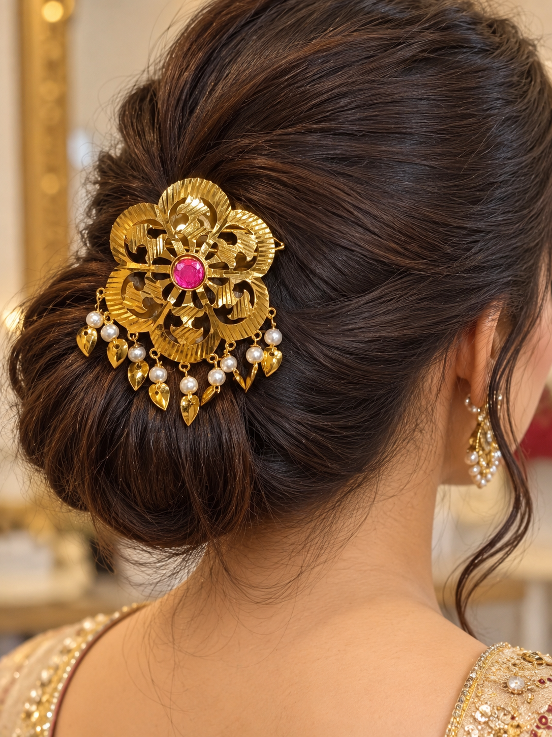 Premium Golden Floral Hair Pin