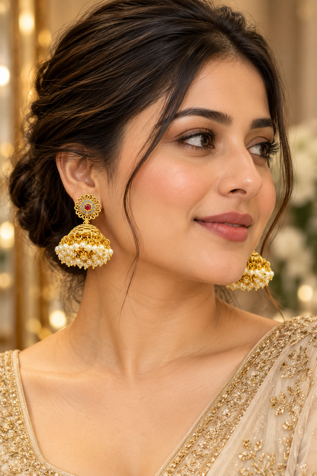 Golden earrings design