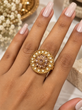 Premium Golden Floral Statement Ring