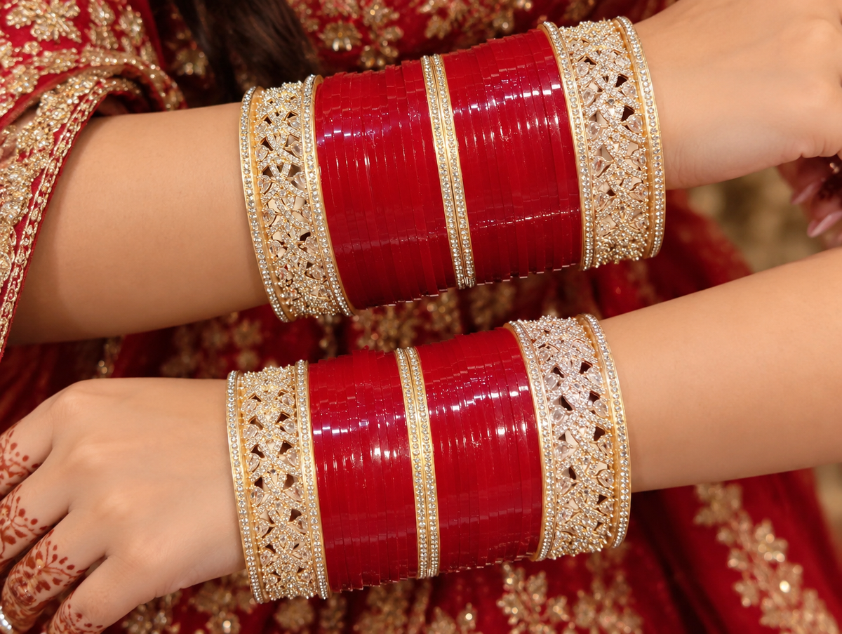 Maroon Chura with golden polish