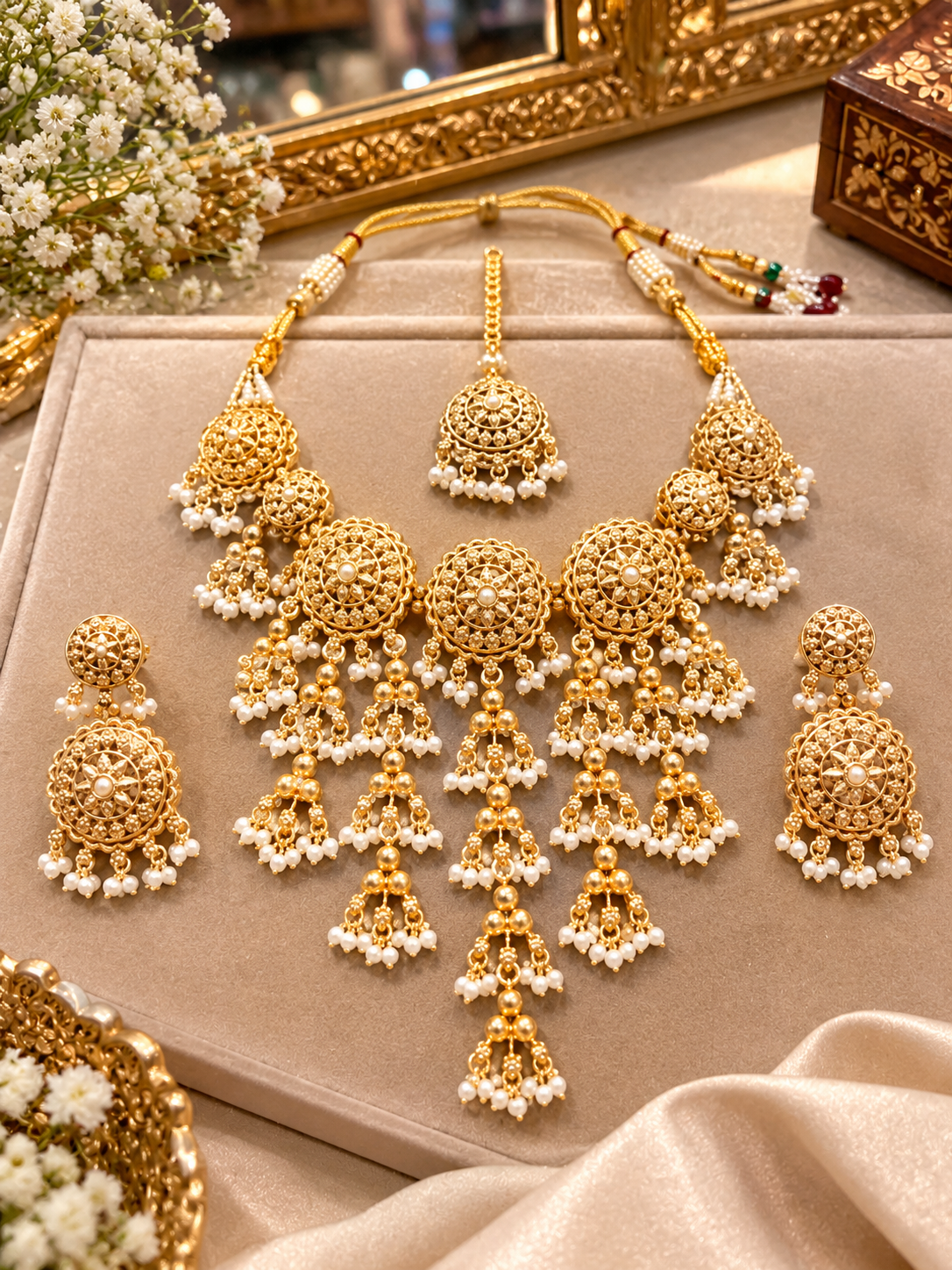 Necklace Set in Golden and White colour