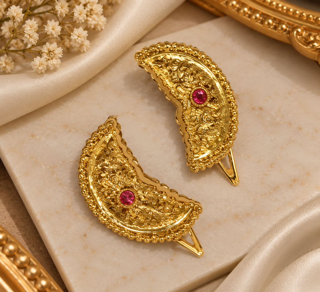 Premium Golden Crescent Hair Pin Set