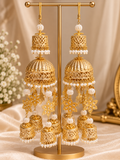 Premium Gold-Colour Bridal Kaleere with Pearl & Floral detailing