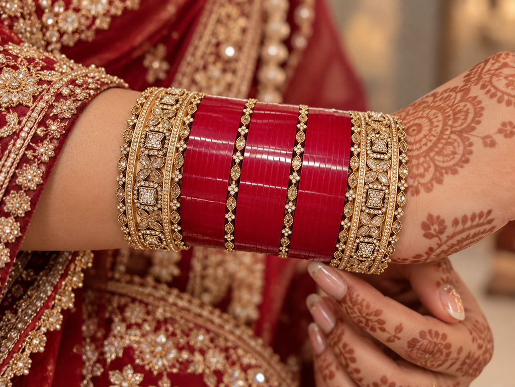 Maroon Chura in Mehndi  Polish