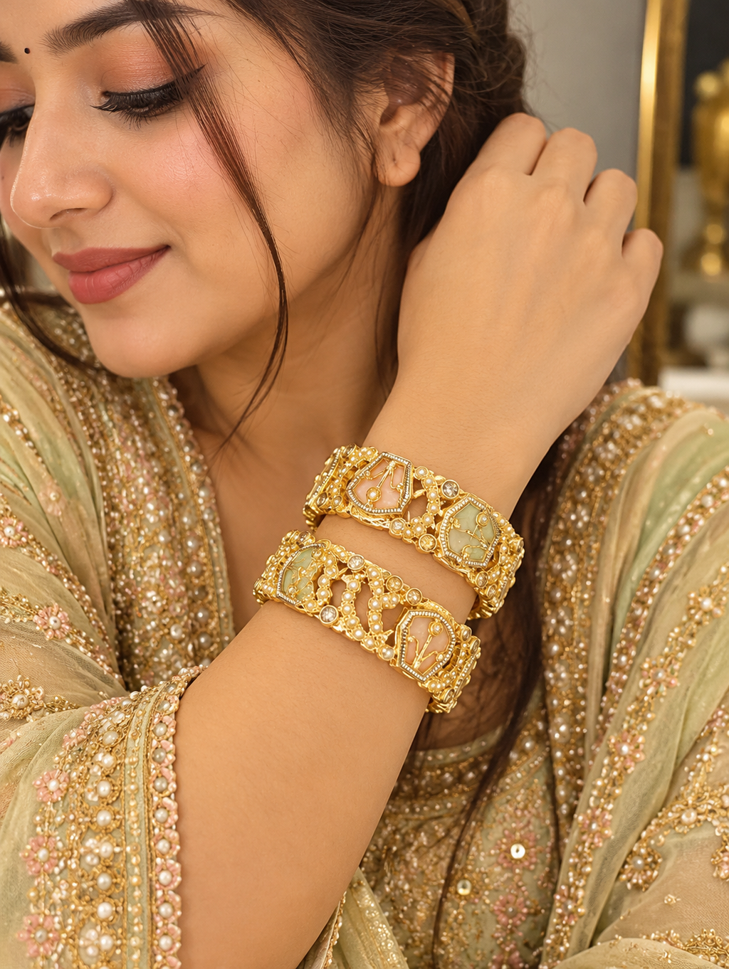 Golden Kangan with Multi stones