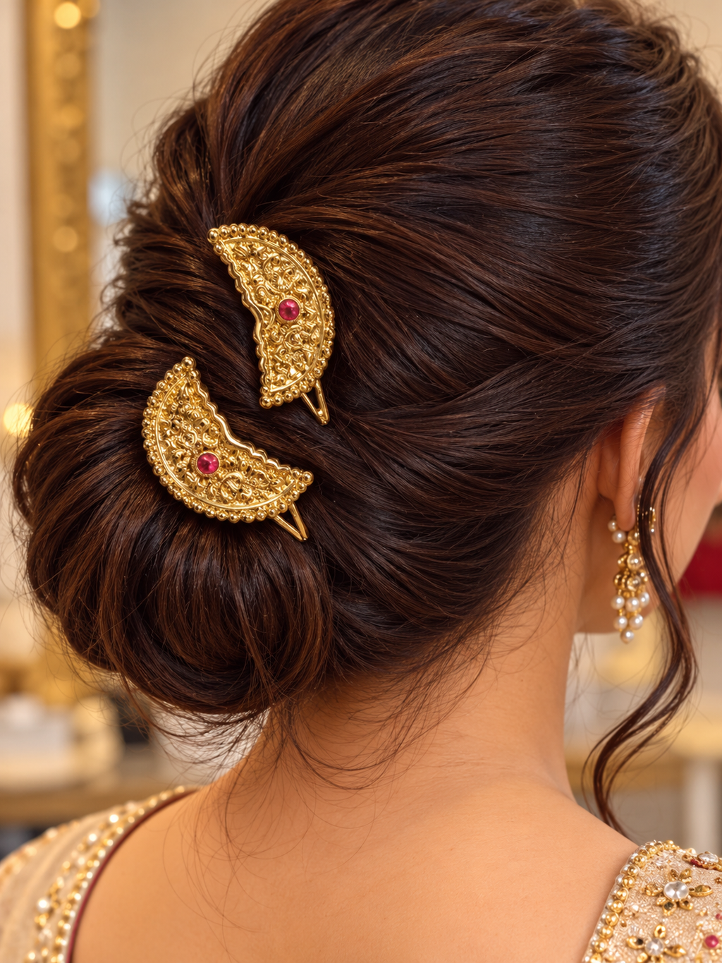 Premium Golden Crescent Hair Pin Set