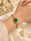 Elegant Gold-Colour with green dial bracelet watch