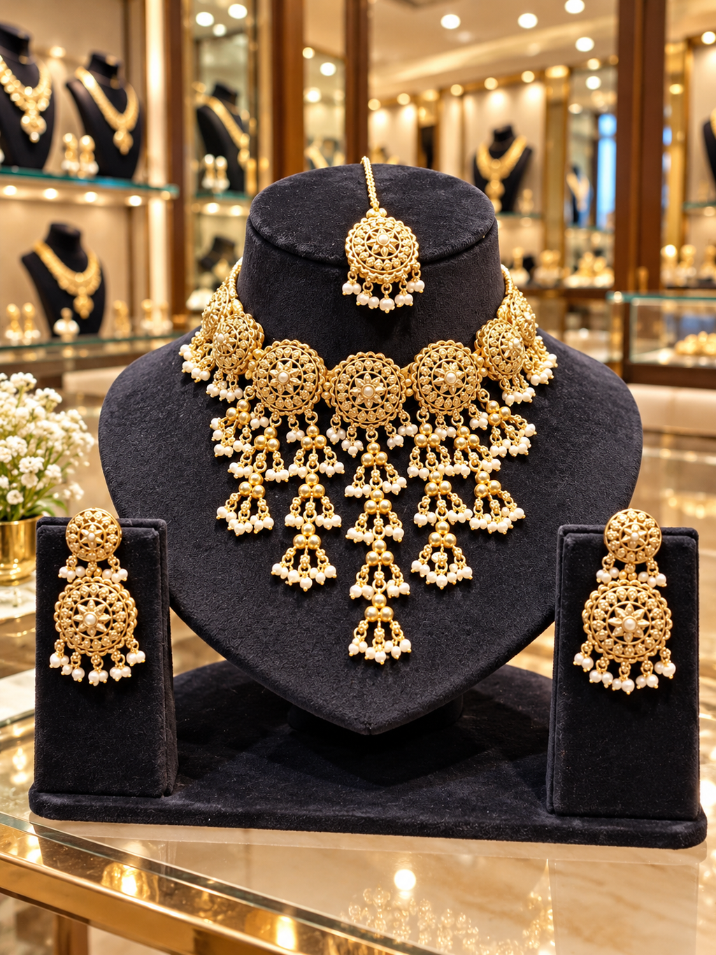 Necklace Set in Golden and White colour