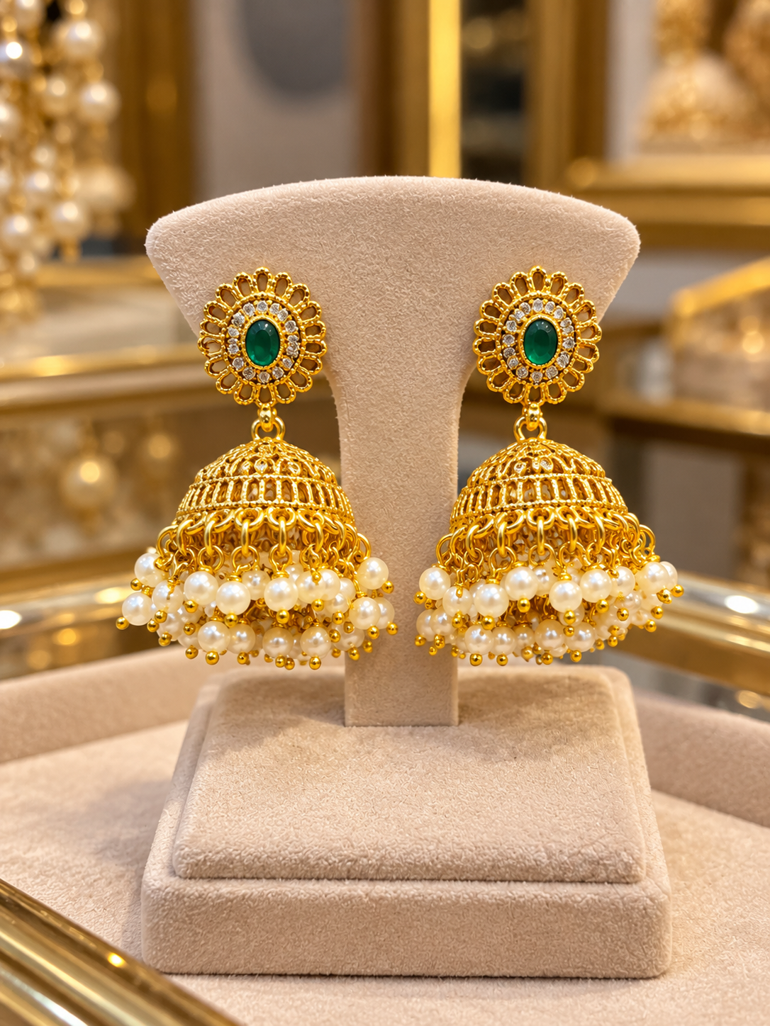 Golden Jhumki Earrings