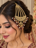 Premium Bridal Kundan Passa - Royal Maroon Collection