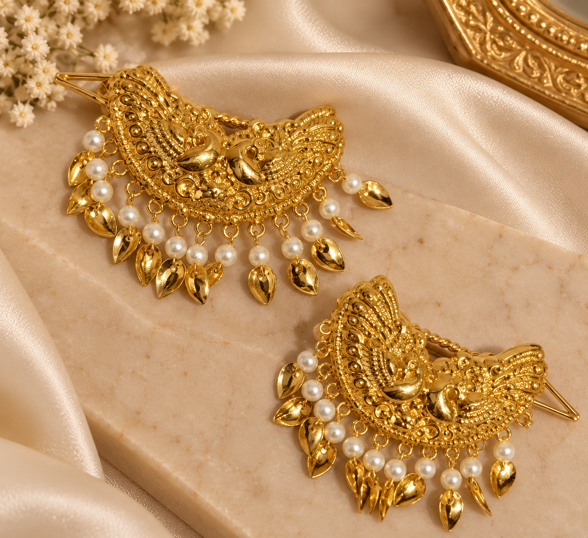 Premium Golden Peacock-Style Hair Pins