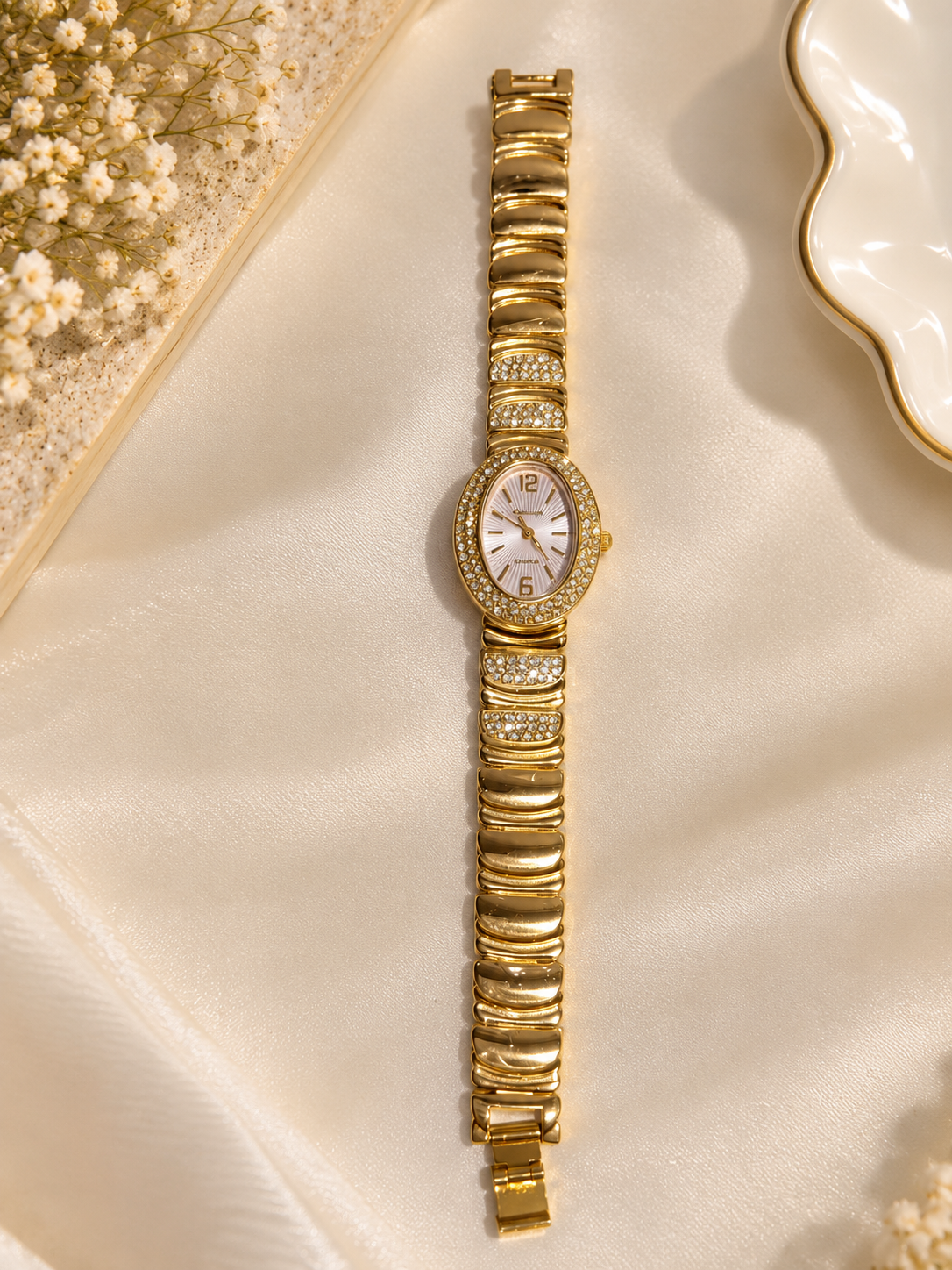 Premium Gold-Colour  Oval Dial Bracelet Watch