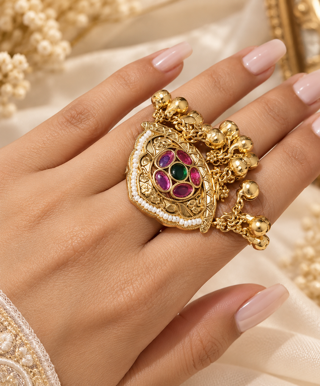 Traditional Golden Hathphool-Ring