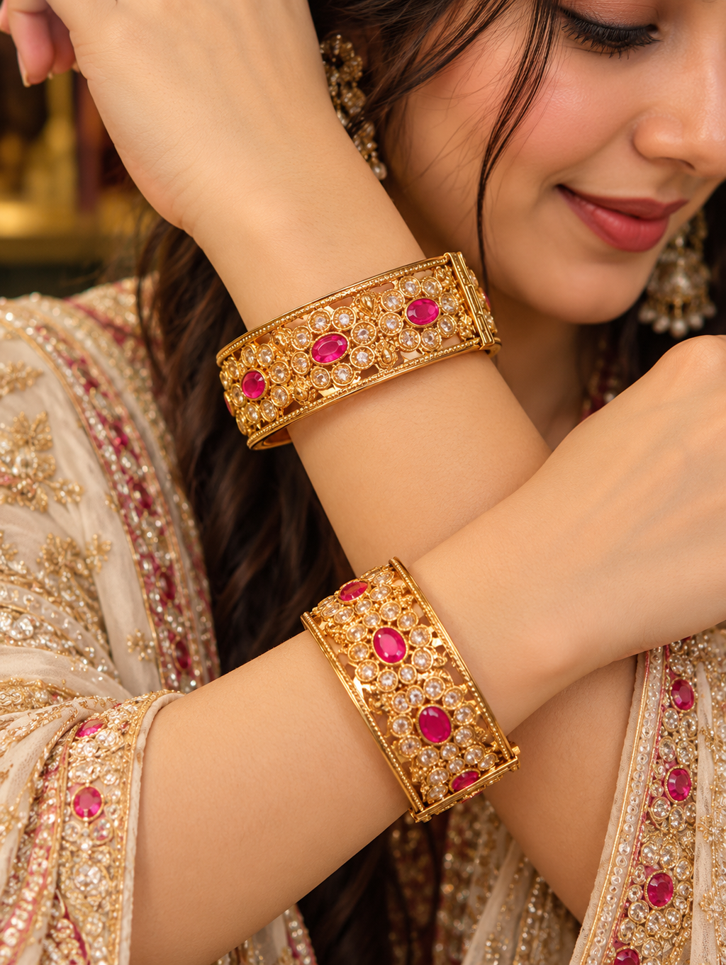 Antique Polish  Kangan with Ruby Stones