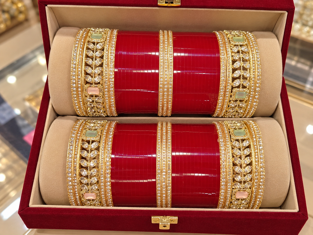 Maroon Chura with Golden Polish