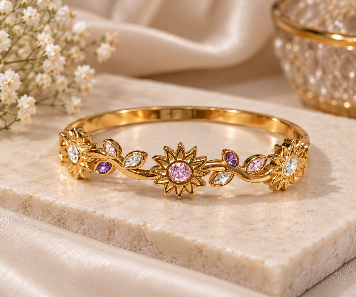 Premium Golden Floral Kada Bracelet
