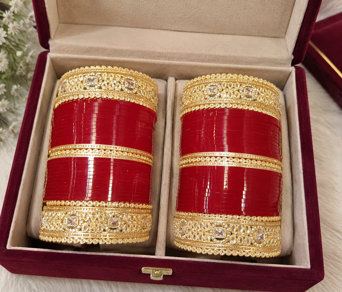 Maroon Chura with Golden stones
