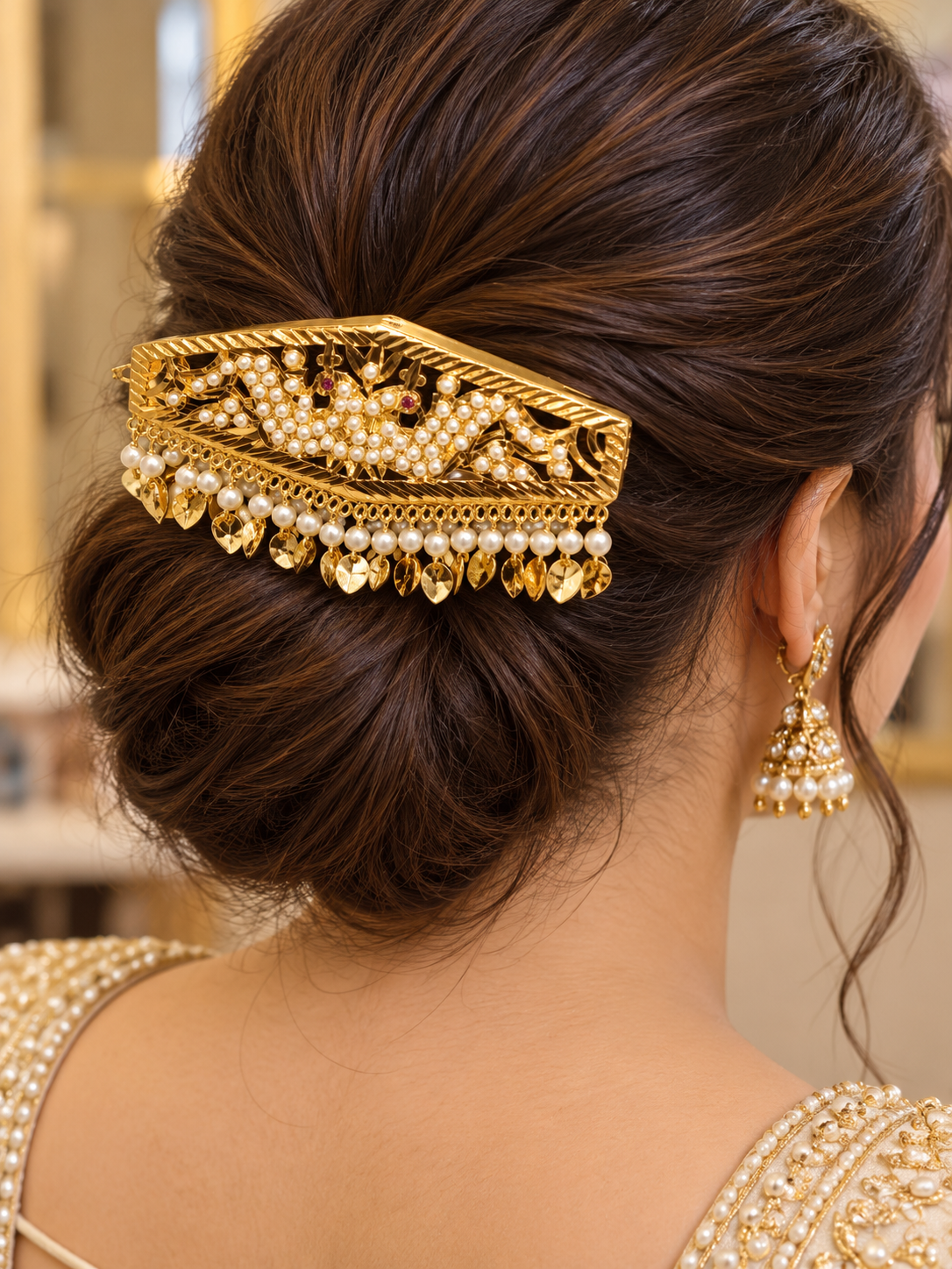 Premium Golden Pearl Hair Pin- elegant & traditional look