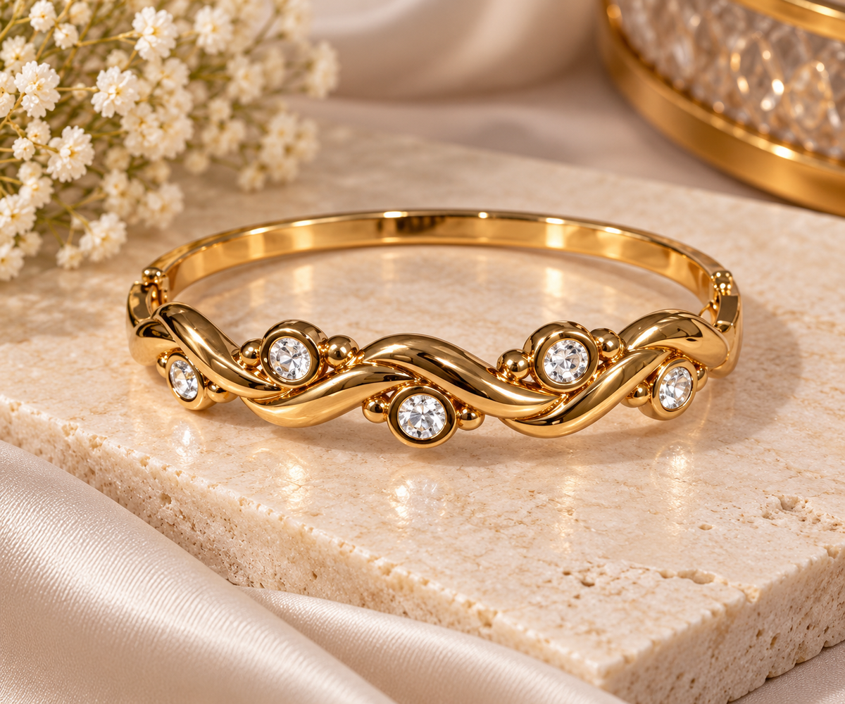 Premium Golden Crystal Kada Bracelet