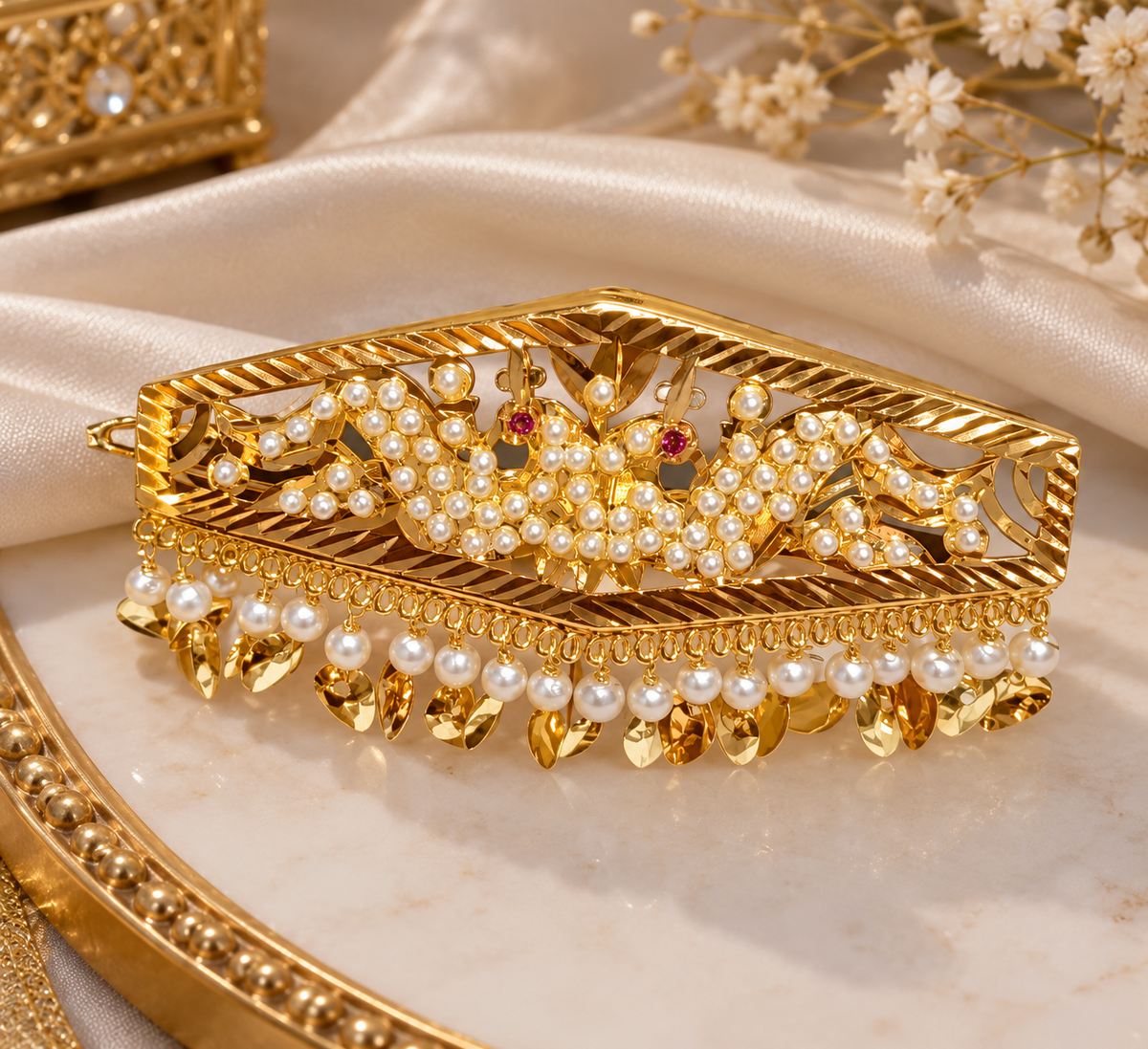 Premium Golden Pearl Hair Pin- elegant & traditional look
