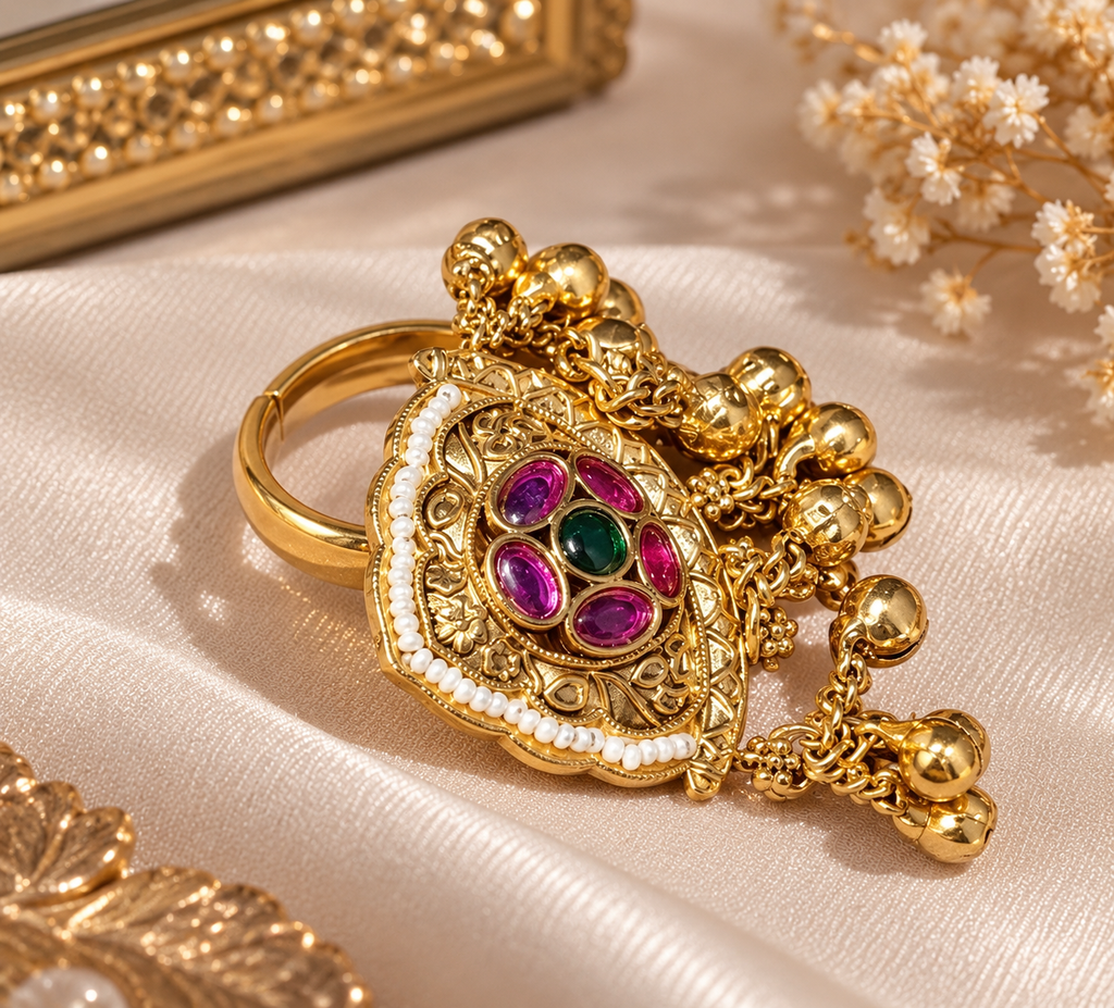 Traditional Golden Hathphool-Ring
