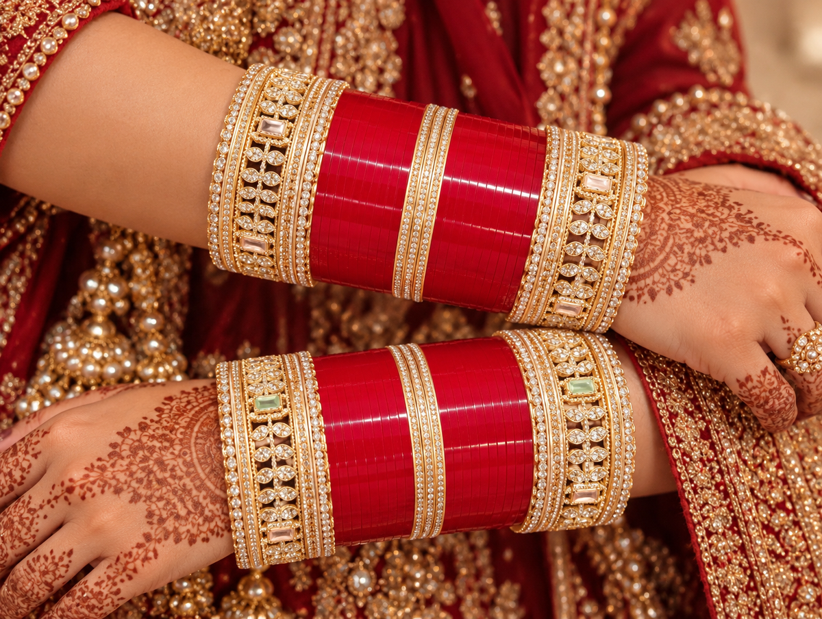 Maroon Chura with Golden Polish