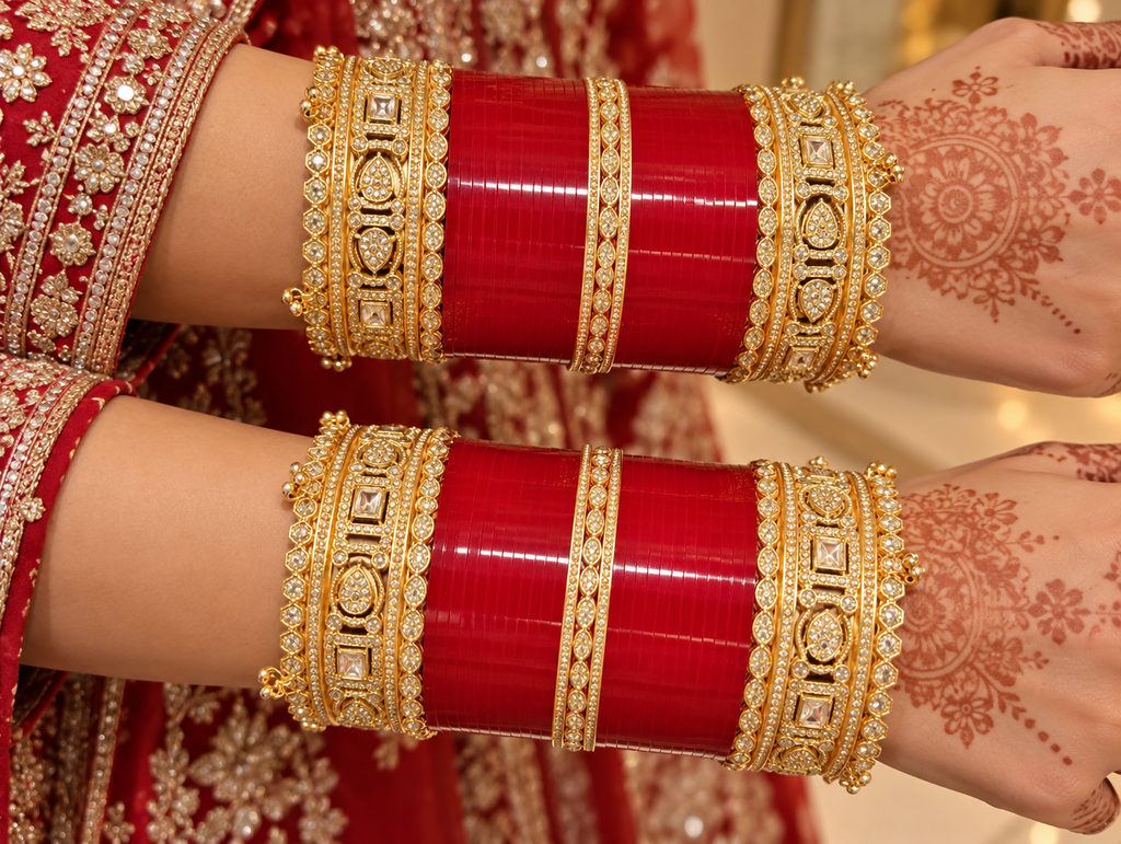 Maroon Chura with Kashmiri look