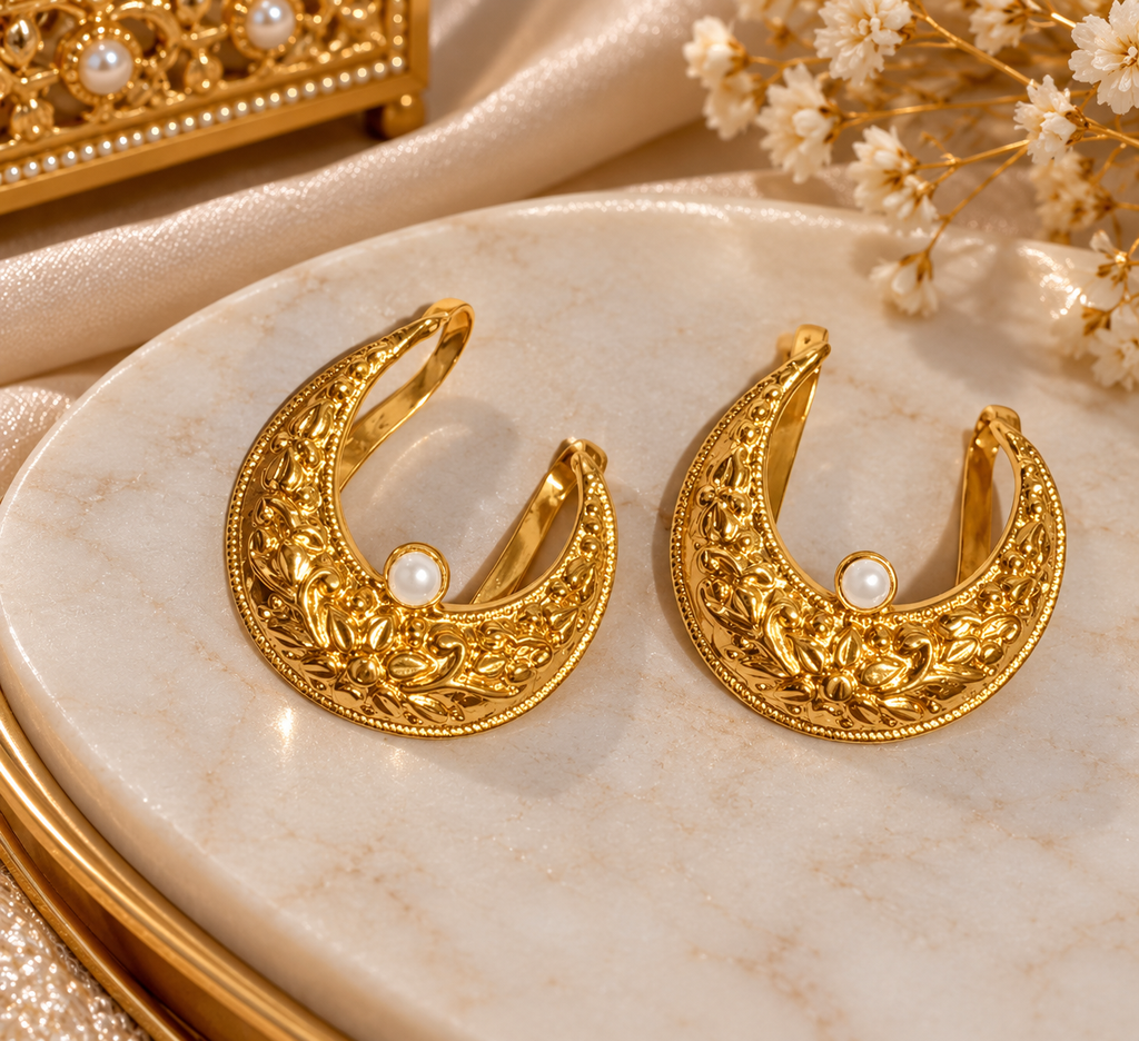 Premium Golden Crescent Hair Pin-Elegant Traditional Design