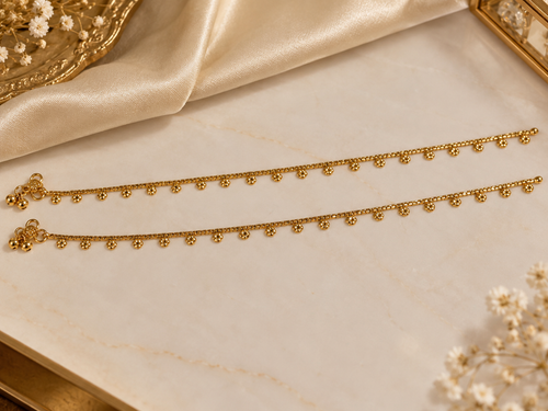 Elegant Gold-Colour Traditional Anklets (Payal)