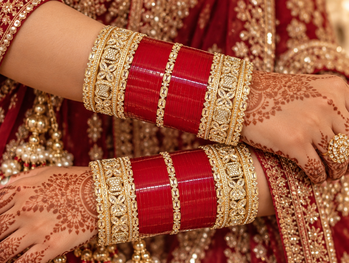 Maroon Chura with Golden Polish