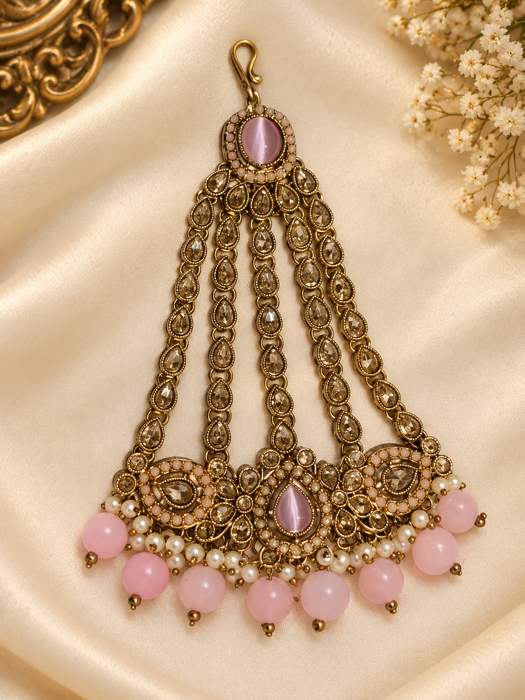 Premium Pink Stone Passa - Antique Gold Collection